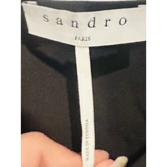 Sandro Paris Womens Long-Sleeve Dress Sz 1 (US Small) Lace Metallic MSRP $545 - Picture 3 of 16